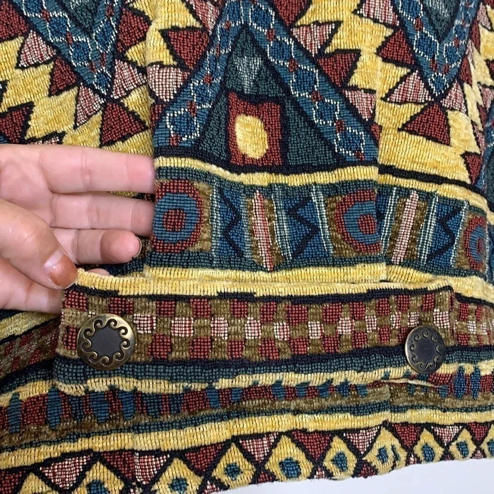 To Die For || 100% Cotton Vintage Cropped Woven Tapestry Southwestern Jacket S
